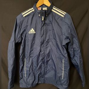 Adidas Full Zip Track Jacket Blue 3 Stripes Womens XL Extra Large windbreaker